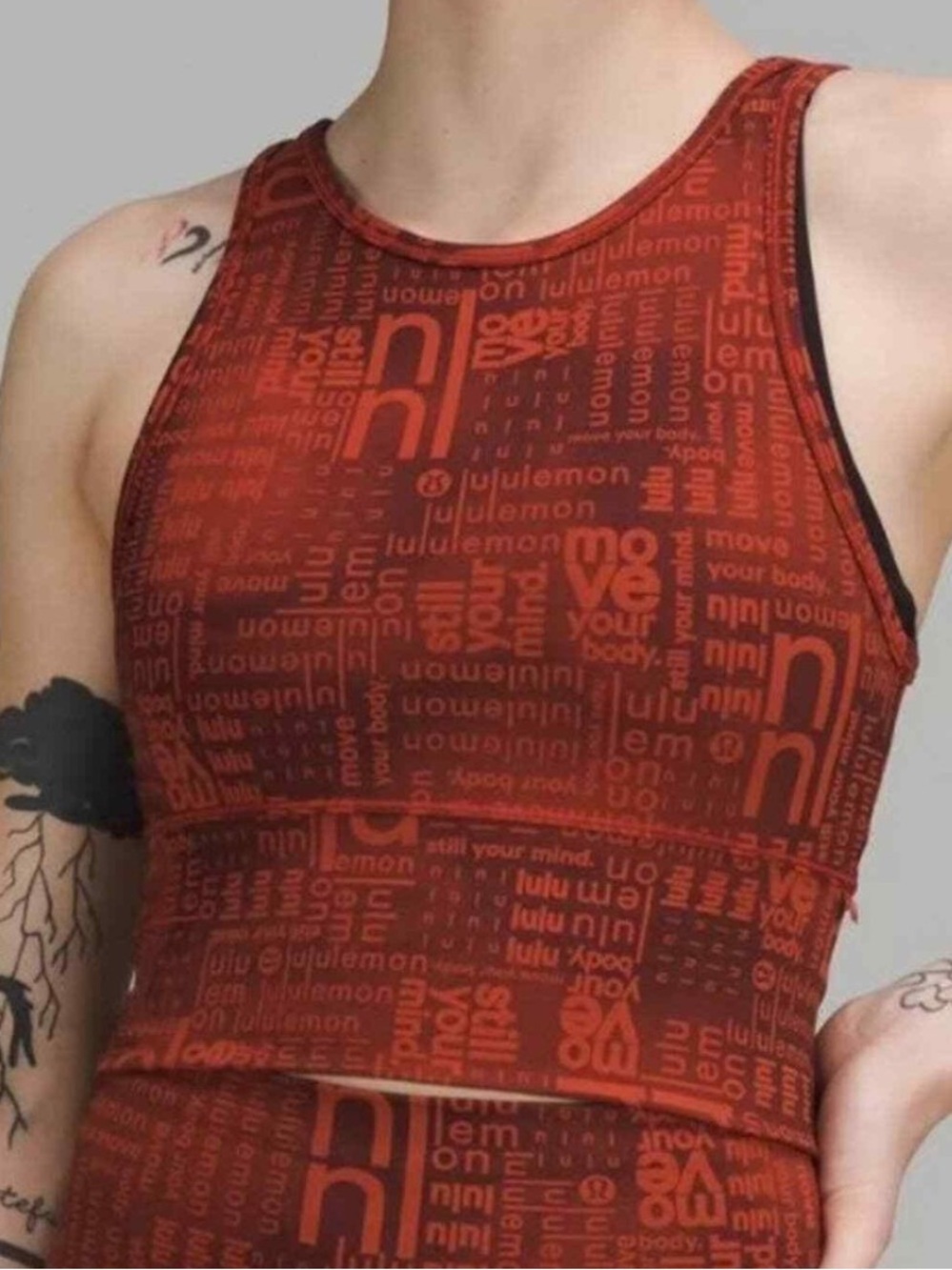 Lululemon Women's Power Pivot Everlux Tank Sports Bra Red Training Tank Top